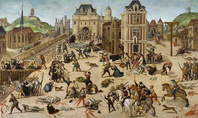 Peinture relatant le massacre de la Saint-Barthélémy, l'une des 8 guerres de Religions. © François Dubois, musée cantonal des Beaux-Arts