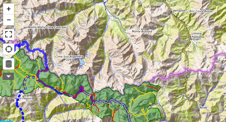 Carte du parc du mercantour