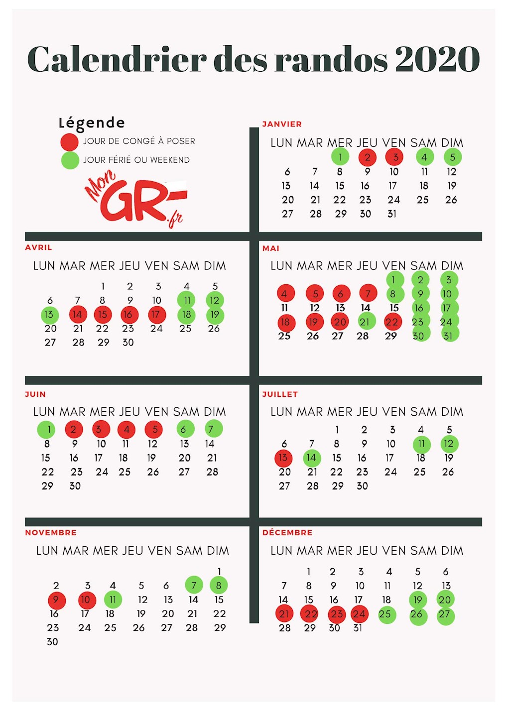 Calendrier des randonnées 2020