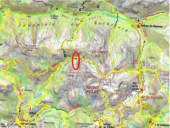 Carte éboulement Allos