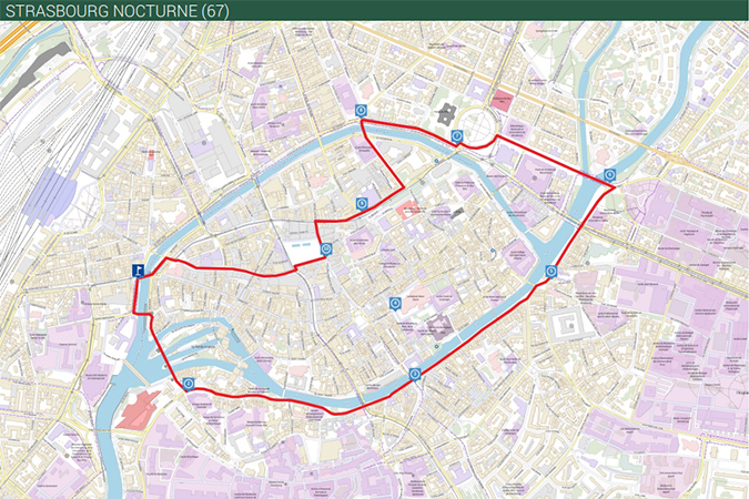 Carte MaRando balade dans Strasbourg de nuit