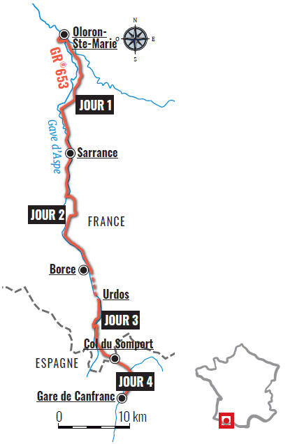 Cartographie du GR® 653 - Via Tolosana Passion Rando n° 59 - printemps 2021