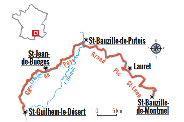 Cartographie du GR® de Pays Grand Pic Saint-Loup Passion Rando n° 60 - été 2021