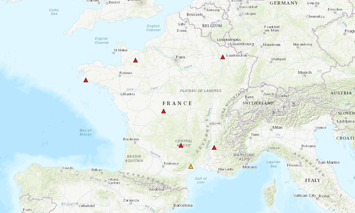 Carte permettant de localiser les itinéraires mis en avant