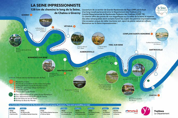 Carte du GRP "La seine Impressionniste" - Yvelines Tourisme 